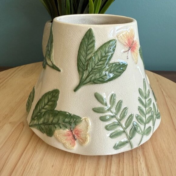 Vintage Yankee Candle Island Butterfly Large Ceramic Jar Shade Leaf & Butterfly - Picture 2 of 9